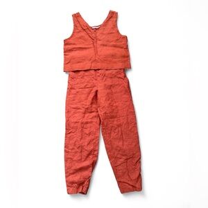 Rust Orange Two Piece linen set